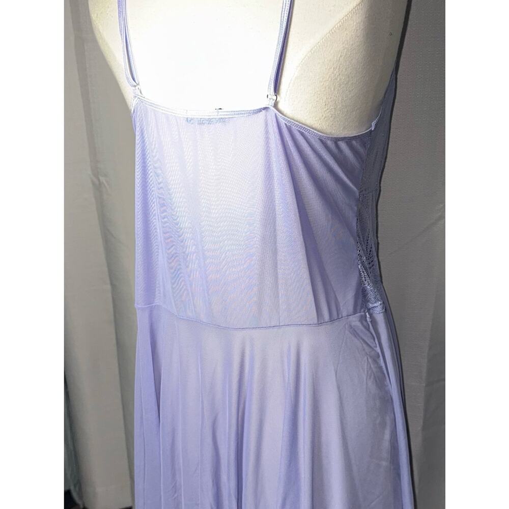 Lace-Trim Light Lavender Night Chemise with Bow Accent - Picture 6 of 13